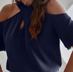 Cut out cold shoulder blouse